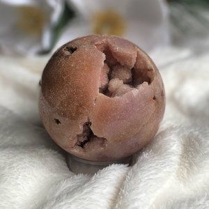 Pink Amethyst Sphere with Druzy